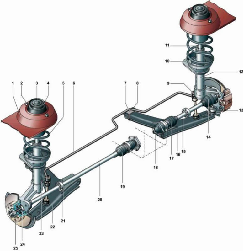 Передняя подвеска нексия 100 схема